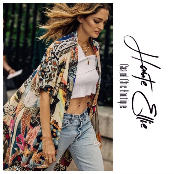 JANETTA-Vibrant Sumatra Print Kimono Cardigan - Picture 4 of 5